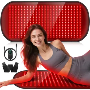 Red Light Therapy Mat for Body, 500 LEDs Tri-Chip Upgrade 660nm& 850nm Near Infrared Light Therapy Pad Wrap Belt Blanket for Body Back Waist Knee Joint, 90Min Timer, 35.4'' x 17'' Black