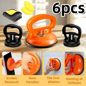 Auto Car Dent Puller, Paintless Dent Removal Kit, Different Sizes Car Dent Remover Tools for Glass, Screen and Objects Moving (Black+Orange)