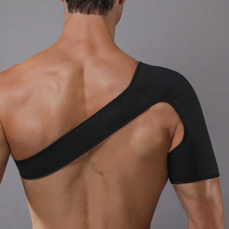 1pc Men Women Breathable Elastic Shoulder Support Rotator Cuff Brace Adjustable Fits Left And Right Arm For Men Women Gym Gym Accessories Healthcare Tool Black