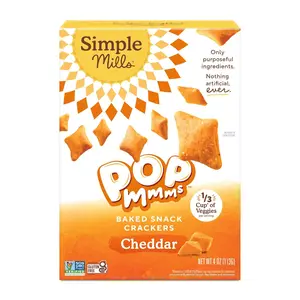 Simple Mills Pop Mmms Cheddar Baked Snack Crackers, Gluten Free, 4 Ounce (Pack of 1) Cheese Corn