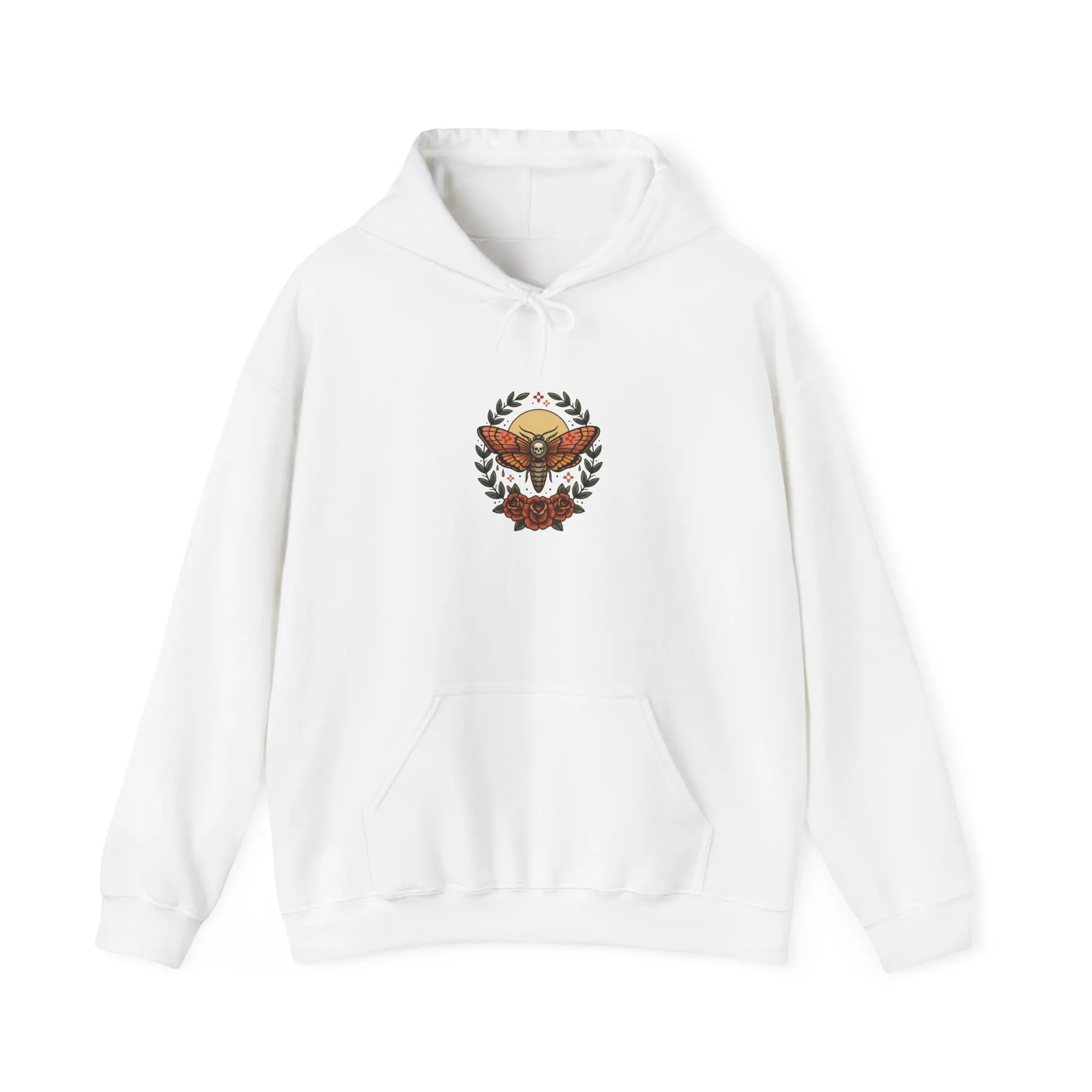 Vintage Owl Crest Hoodie | Traditional Tattoo-Inspired, Banner & Floral Flash