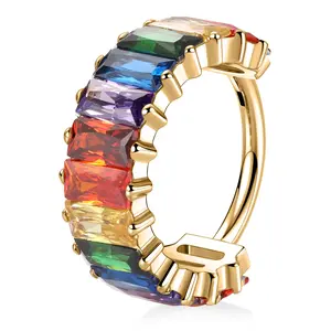 AROWRO Conch Piercing Jewelry Conch Hoop Cartilage Earrings for Women Helix Piercing Jewelry 24k Gold Plated Cartilage Huggie Earrings for Women Lobe Gold Silver 16g 10mm 8mm With Cubic Zircon