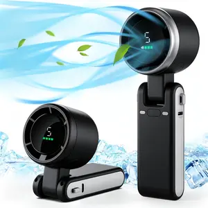 USB-C Rechargeable Handheld Fan, 5-Speed Turbo Wind, Foldable & Hanging Neck, Multifunctional Fan for Home, Travel & School