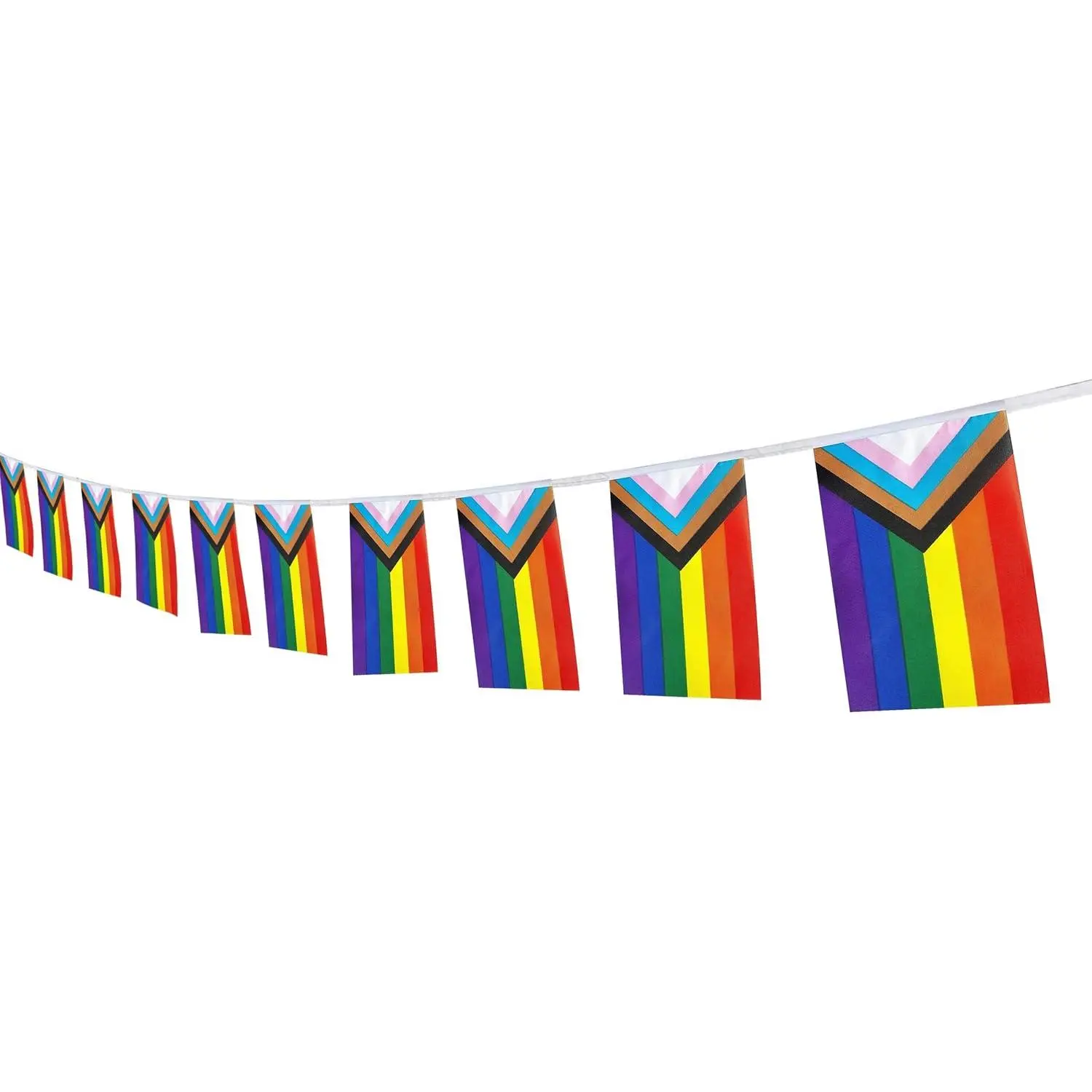 Progress Rainbow Pride Flag - 100ft/76pcs Pennant Flags  Festival Decorations for Parties & Holidays