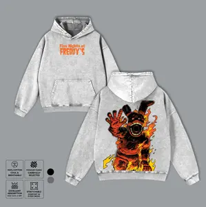 Five Nights at Freddy's Springtrap Hoodie, Graphic T-shirt,  Vintage Acid Wash Horror Game Streetwear, Heavyweight Cotton men's t shirt Sweatshirt, FNAF Merch Gift