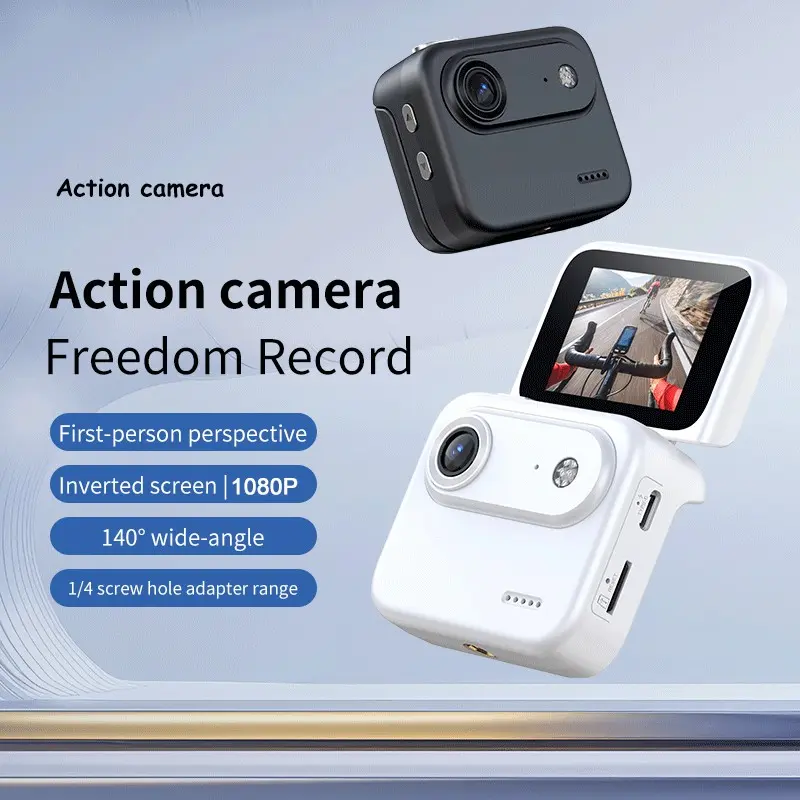 1080P Flip Screen Action Camera, 140° Wide Angle, Anti-Shake, First-Person View, Perfect for Vlogging, Biking & Travel, Mini Portable Outdoor Sports Camera