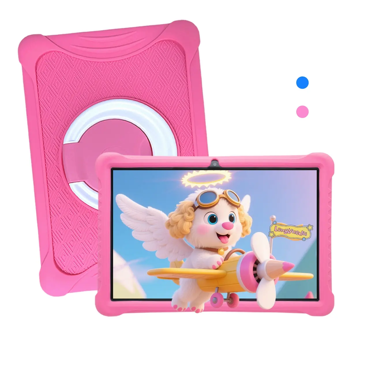 10.1-inch Android learning machine, knowledge training toy, IWAWA software with multiple interactive applications, educational and entertainment , high-definition screen, suitable for daily use, Christmas and birthday gifts, no adapter, blue/pink