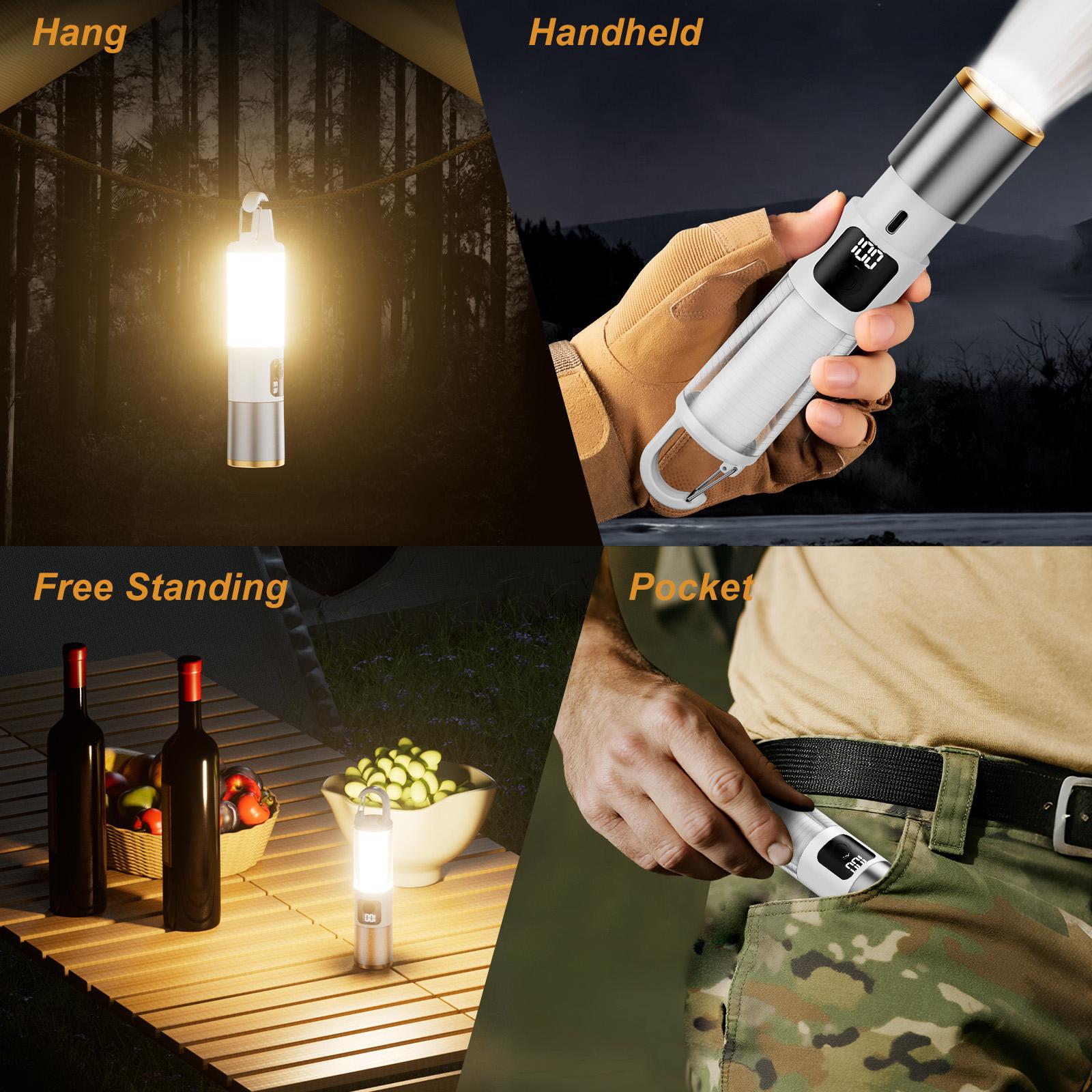 SKYFIRE 2154 LED Ultra Bright Long-Range  Rechargeable Camping Flashlight Battery Powered Adjustable Focus Zoom 3 Colors &  7 Brightness Portable Hanging  Power Outage / Emergency Outdoor / Camping / Hiking Home
