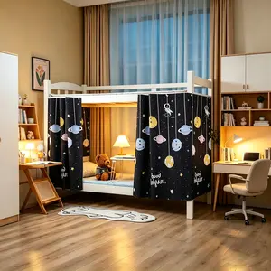 SEMMDA Single Bed Mosquito Net - 78x45in Thick Polyester Light-Blocking 2-Panel Bed Curtain, Breathable Shading Cloth with Mesh Netting, Cosmic Print, Insect-Proof for Dormitory, Bedroom Accessories