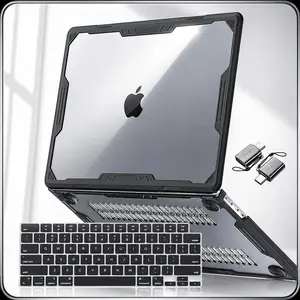 MOSISO Compatible with MacBook Air 13 inch Case 2026-2022 M5 A3449 M4 A3240 M3 A3113 M2 A2681, 3 in 1 Kit Symmetric Geometric Heavy Duty Hard Case with TPU Bumper for MacBook Air 13.6, Black