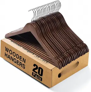 Wooden Hangers 20 Pack,Clothes Hanger for Daily ,Coat Hanger for Closet,Heavy Duty  Hangers for Suit, Shirts, Jackets, Dress, Pant (Walnut)