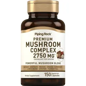 Piping Rock Mushroom Complex Capsules | 2750 mg | 150 Pills | 8 Mushroom Extract Blend | Herbal Supplement | Non-GMO, Gluten-Free, Vegetarian