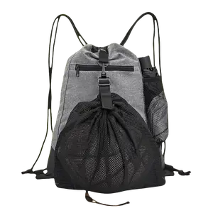 APWIKOGERCN Foldable Soccer Backpack with Detachable Mesh Bag Gym Sackpack Large Capacity Nylon Ball Backpack for Volleyball Baseball Yoga Bag
