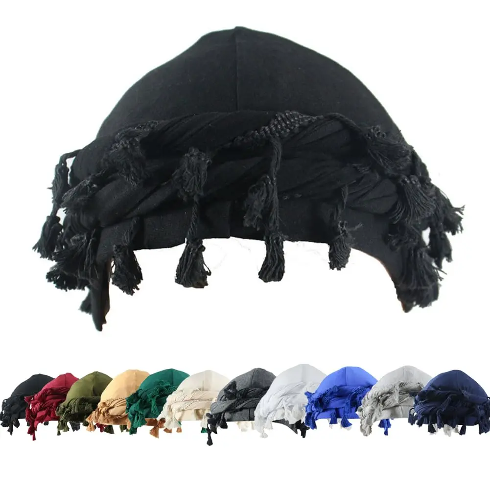 Unisex Vintage Twist Satin-Lined Turban - Fashion Hats with Tassel, Modal Head Covers for Waves, Braids