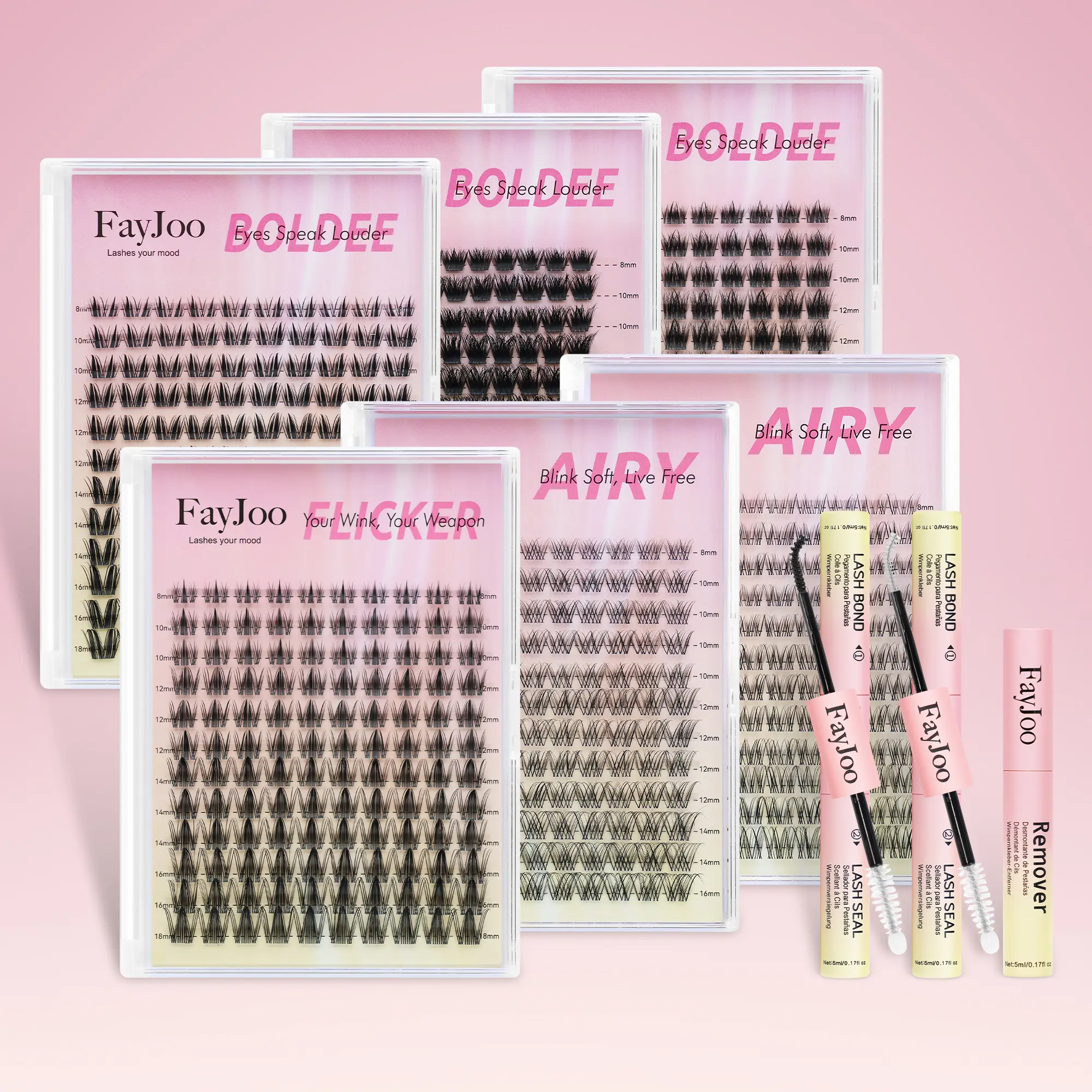 FayJoo All-Style Large Eyelashes Refill Pack, Soft Natural & Manga & Fluffy Style, Eyelash Extensions with Large Capacity, Cost-Effective Cluster Eyelashes, Easy Refill Cosmetic, Match Multiple Glues, Daily/Party Makeup Essential