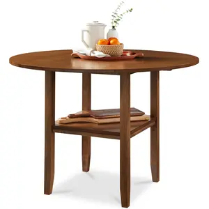 Best Choice Products Round Dining Table, 42  Small Kitchen Dining Table for 4  w/ Dual Leaf"