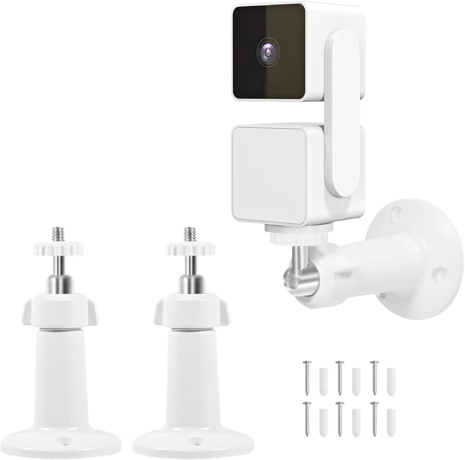 2-Pack Durable Plastic 360° Camera Mount Bracket - All-Angle Swivel, Tilt Adjustable, Weatherproof - Compatible with Pan V3 & Outdoor Security Cameras - Indoor/Outdoor Use