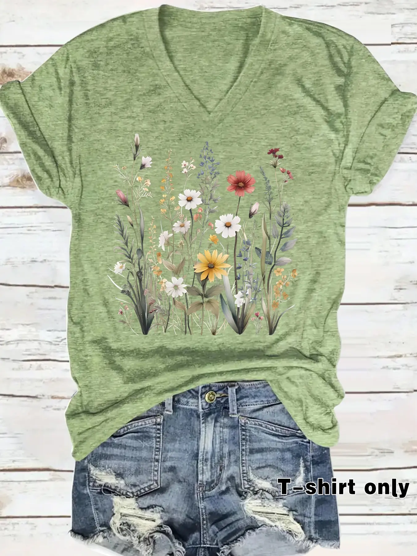 Women's Comfortable Breathable V Neck Floral Boho Print Casual Summer Top, Loose-Fitting Short Sleeve T-Shirt, Comfy Basic Tee, S-XXL, Womenswear