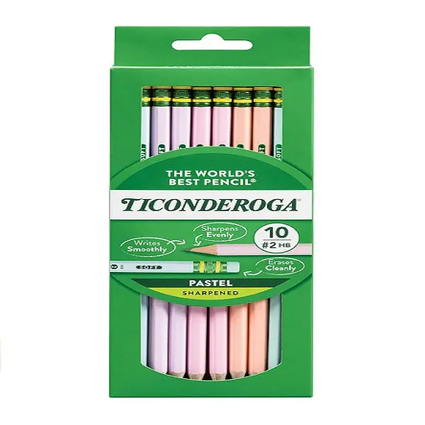 Ticonderoga Pastel Pencils, Pack of 10 Soft Pencils in Assorted Colors
