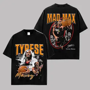 [ 🎉 Sale Up To 50%] Tyrese Maxey "Mad Max" Vintage Basketball Graphic T-Shirt Premium Washed Cotton (Made In US), Philly 76ers Star Style Tee, Fan Shirt, Modern Hoops Streetwear, Unisex Gift for Basketball Fans