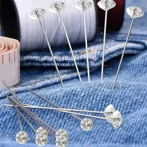 50pcs/box Alloy Pins, Transparent Diamond Pin, DIY Wedding Bouquet Pins, Stitching Needles, Plastic Box Sewing Accessories, Sewing Kit, Sewing Tools, Sewing Supplies Crafts