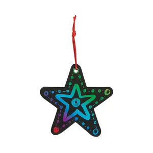Magic Color Scratch Star Christmas Ornaments - 24 Pc.