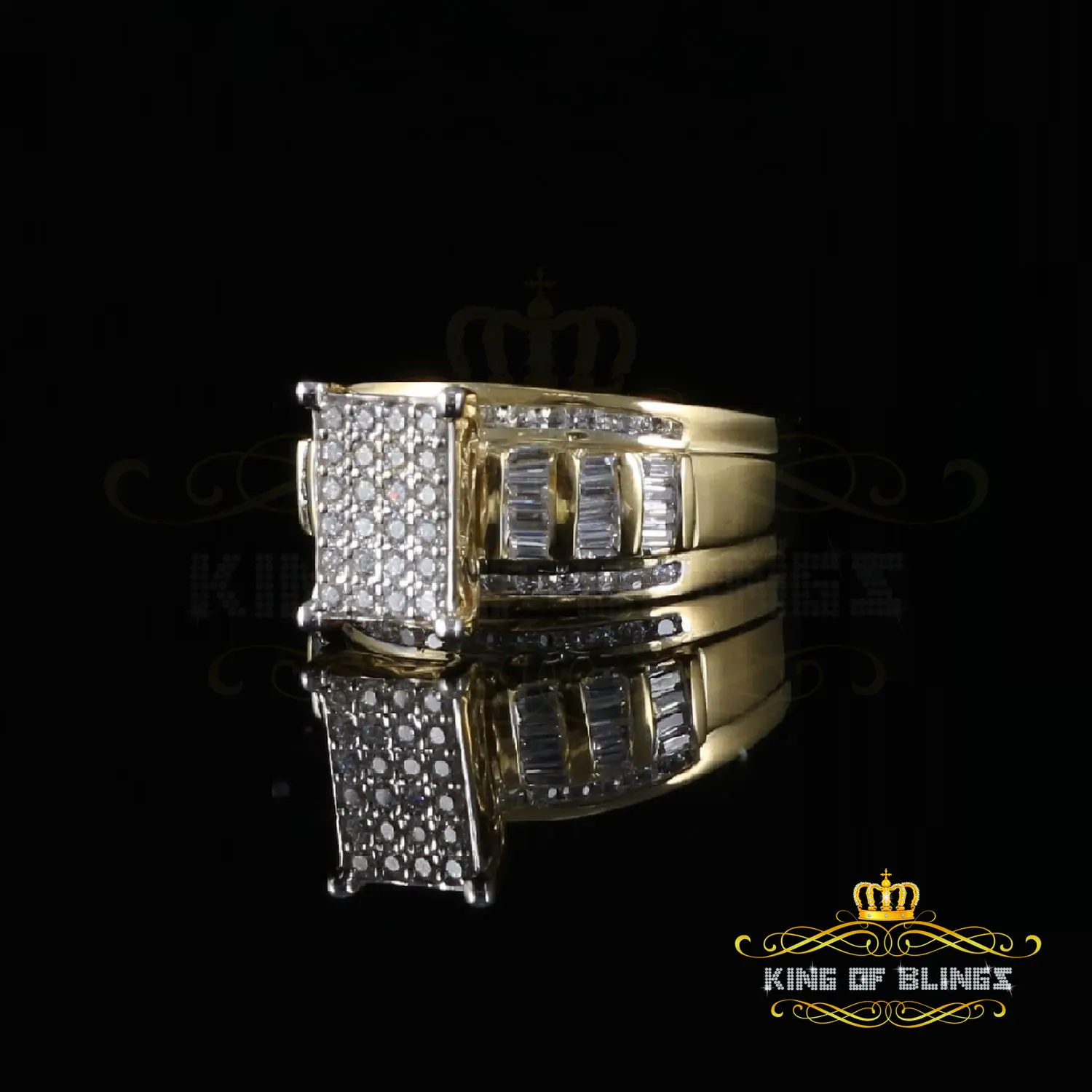 King Of Bling's 925 Sterling Yellow Silver 1.31CT Cubic Zirconia Cinderella Womens Rings Size 8
