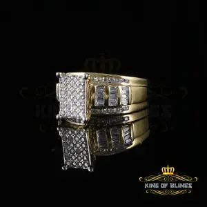 King Of Bling's 925 Sterling Yellow Silver 1.31CT Cubic Zirconia Cinderella Womens Rings Size 8