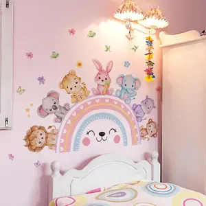 Cartoon Animal Pattern Wall Sticker, Self Adhesive Wall Decal, Decorative Sticker for Home Bedroom Living Room