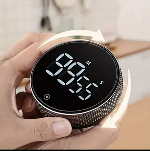Multifunctional Round Timer, Forward And Backward Countdown. Battery Powered (3 X AAA Batteries), LED Large Display, Timing Function, 3 Silent Modes, Rotatable, Magnetic Design, Versatile And Portable. Suitable For Cooking, Baking, Classroom, Study
