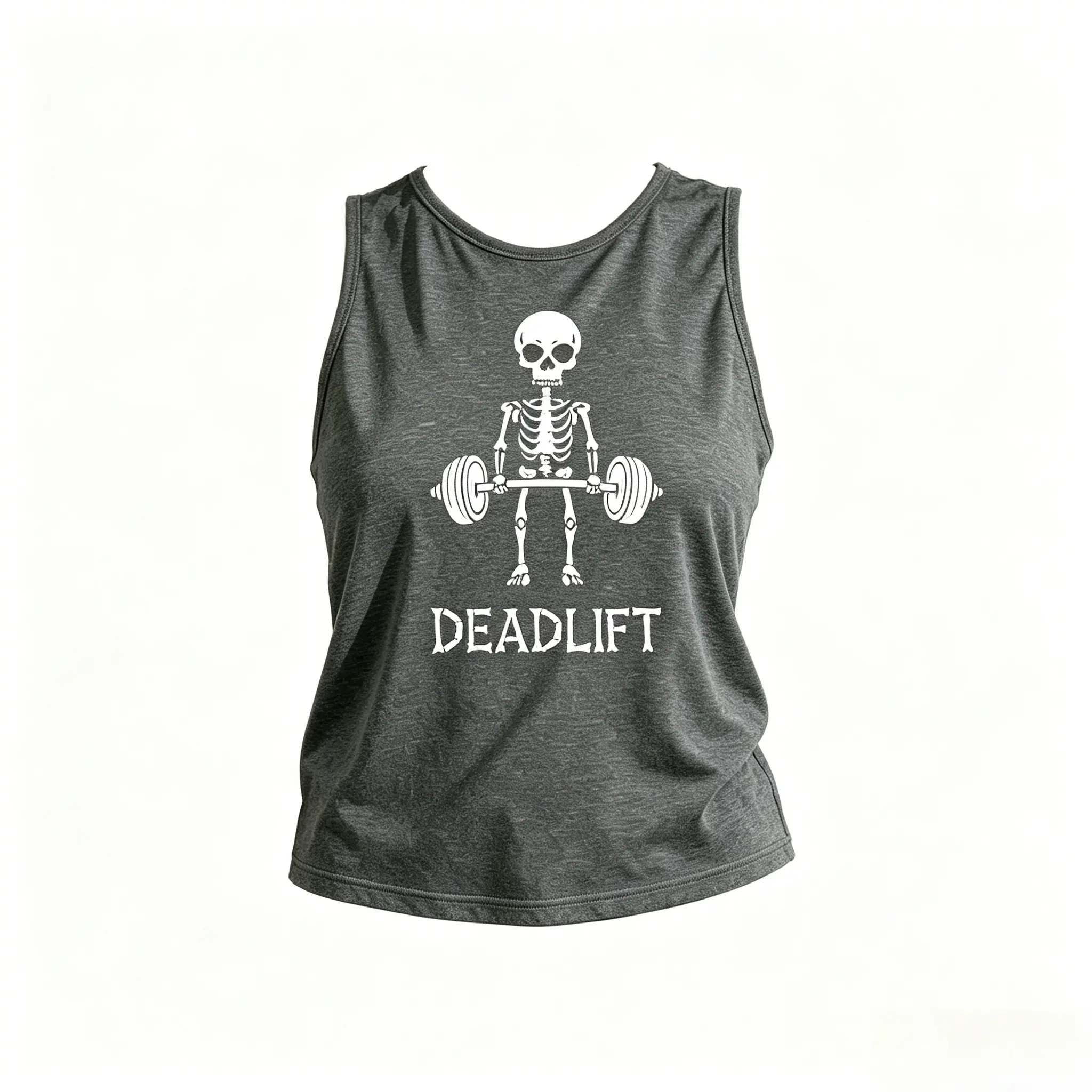 Funny Deadlift Skeleton Tank Top Gym Workout Fitness Graphic Sleeveless Top women summer women's Elastic Ribbed Vest Crossback Vest Athletic Tank
