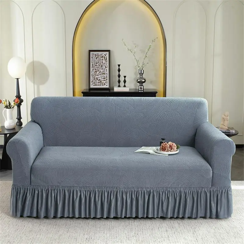 Solid Color Jacquard Sofa Couch Covers, 1 Count Modern Simple Elastic Washable Sofa Slipcover, Dustproof Sofa Cover, Dustproof Couch Protector for Home Living Room, Waterproof Sofa Cover