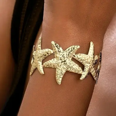 Trendy Starfish Design Cuff Bangle, Fashion Exquisite Jewelry Accessories, Birthday Gift for Women and Girls