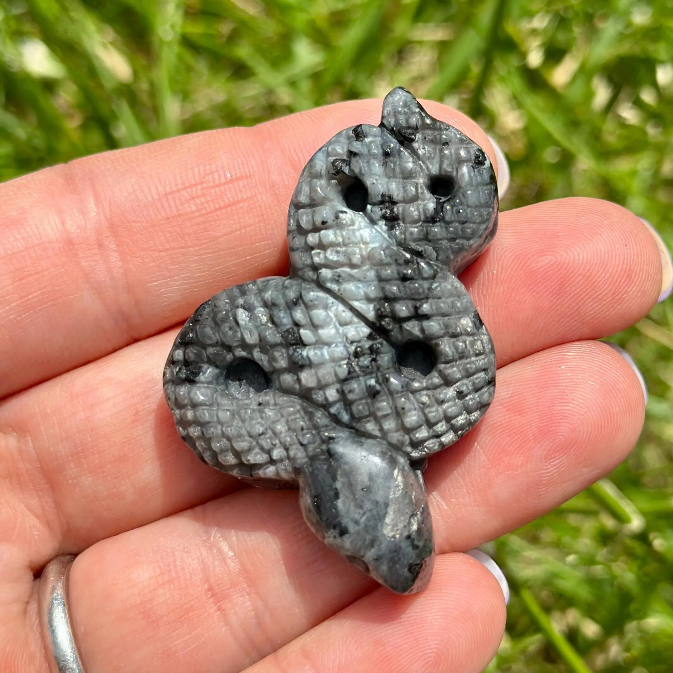 Larvikite Snake - Polished Stone Figurine