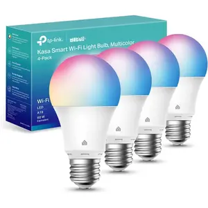 Light Bulbs, Full Color Changing Dimmable Smart WiFi Bulbs Compatible with Alexa and Google Home, A19, 9W 800 Lumens,2.4Ghz only, No Hub Required, 4 Count (Pack of 1), Multicolor (KL125P4)