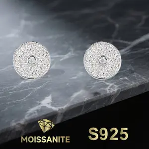1 Pair Of 925 Sterling Silver 0.34-carat Moissanite Round Full-laid Stud Earrings, Birthday Anniversary, Valentine's Day, Mother's Day Gift Jewelry, Daily Wear, Party Fashion, Elegance, Niche, High-end Casual Classic Style, With Gift Box