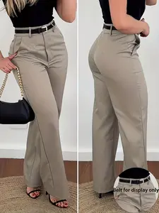 [Fashion|Elegant] Fashion Elegant ZJ0905001 Straight-Leg Pants | Solid Color, Slanted Side Pockets, No Belt