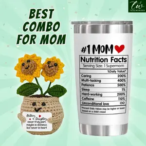 MOTHER'S DAY GIFT - Perfect Gift For Mom, Best Mom Ever Tumbler with Emotional Support Crochet Decor, 20oz Stainless Steel with Lid - Mothers Day Gift Ideas, Perfect Gifts For Bonus Mom, Step Mom Mom-in-law from Daughter or Son
