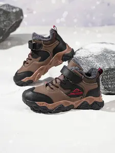 Boys' Winter Fleece-Lined Sports Shoes, Snow Boots for Kids, Warm and Comfortable Footwear, Round Boots Boy, Ideal for Cold Weather