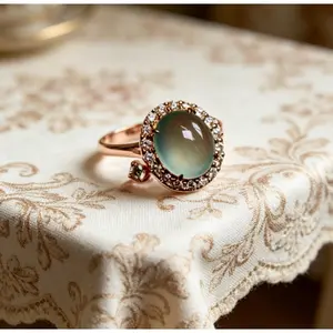 Chalcedony Ring Women's Fashion Seiko Retro High-end Jewelry