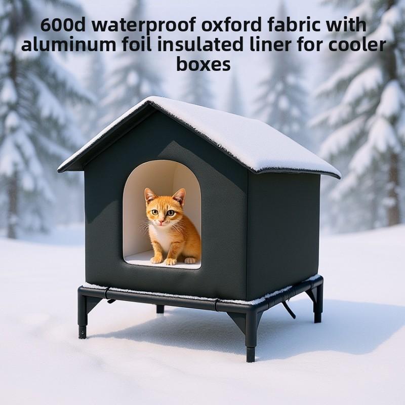Outdoor Waterproof Cat House for Strays Winter Insulated Shelter Made of Oxford Fabric Windproof Rainproof with Removable Cushion All Weather Feral Cat Shelter