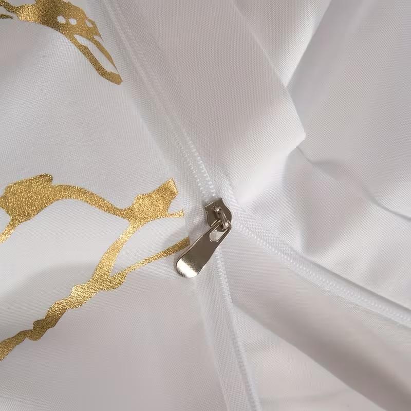 3pcs Classic Gold Texture Digital Print Modern Bedding Set (1 Sheet + 2 Pillowcases), Soft Comfortable Fabric, Suitable for Bedroom & Hotel Dorm