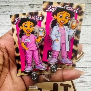 Funny Pharmacy Sparkly Glitter Retractable Badge Reel Cute Pharmacist ID Holder For Pharmacy Technician PharmD Student Work Accessory