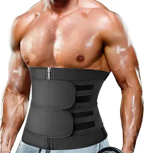 Menswear Sweat Waist Trainer Cincher Gym Tummy Control Workout Girdle Solid Fitness Bands Shapewear for All Seasons and Sports Exercise Waistband Adjustable Straps Compression Neoprene Fabric
