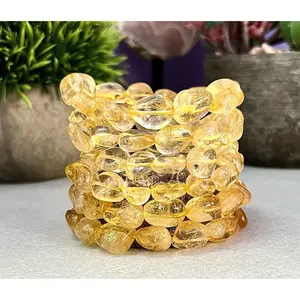 Wholesale 6 Pcs ~12mm 7.5” Citrine tumble Stretch Bracelet Crystal Healing Energy