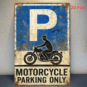 Vintage Metal Sign With Motorcycle Parking Only Message Perfect Wall Decor For Motorcycle Enthusiasts