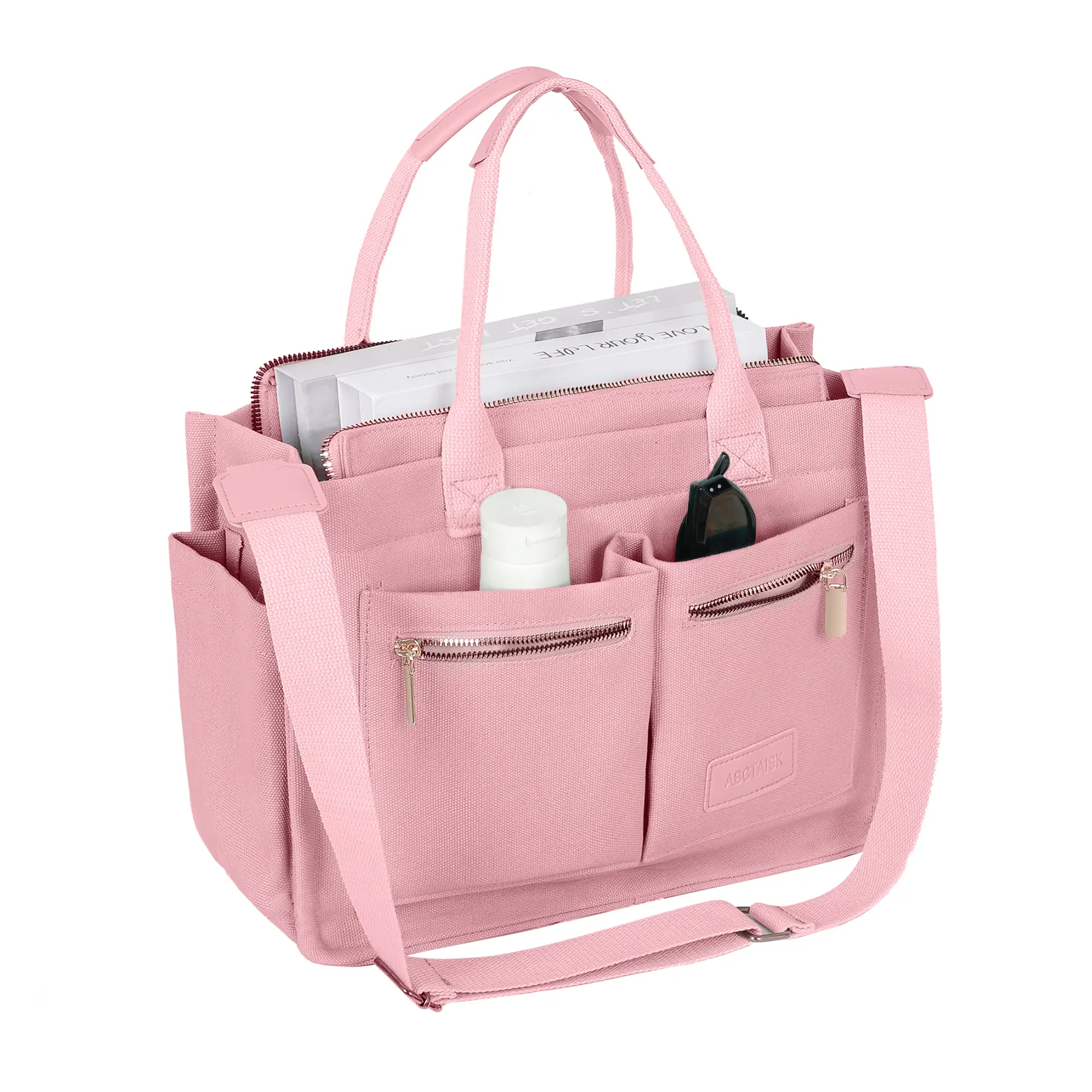 Women's Large Canvas Tote Bag with Pockets, Laptop Crossbody, Everyday Satchel, Shoulder Hobo Work Travel Handbag