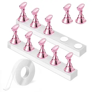 Nail Stand for Nails Art Display Practice Nail Holder for Painting Nails Stand for False Nail Press On Designs Magnetic Fake Nail Holder with 3M Double-sided Tape Nail Art Tools For Home DIY Salon Supplies With 3 meters of clear double-sided tape