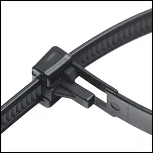 EverMark EM-08-50-RL-0-C 8 in. Ultra Violet Black Releasable Cable Tie, 50 lbs - Pack of 100