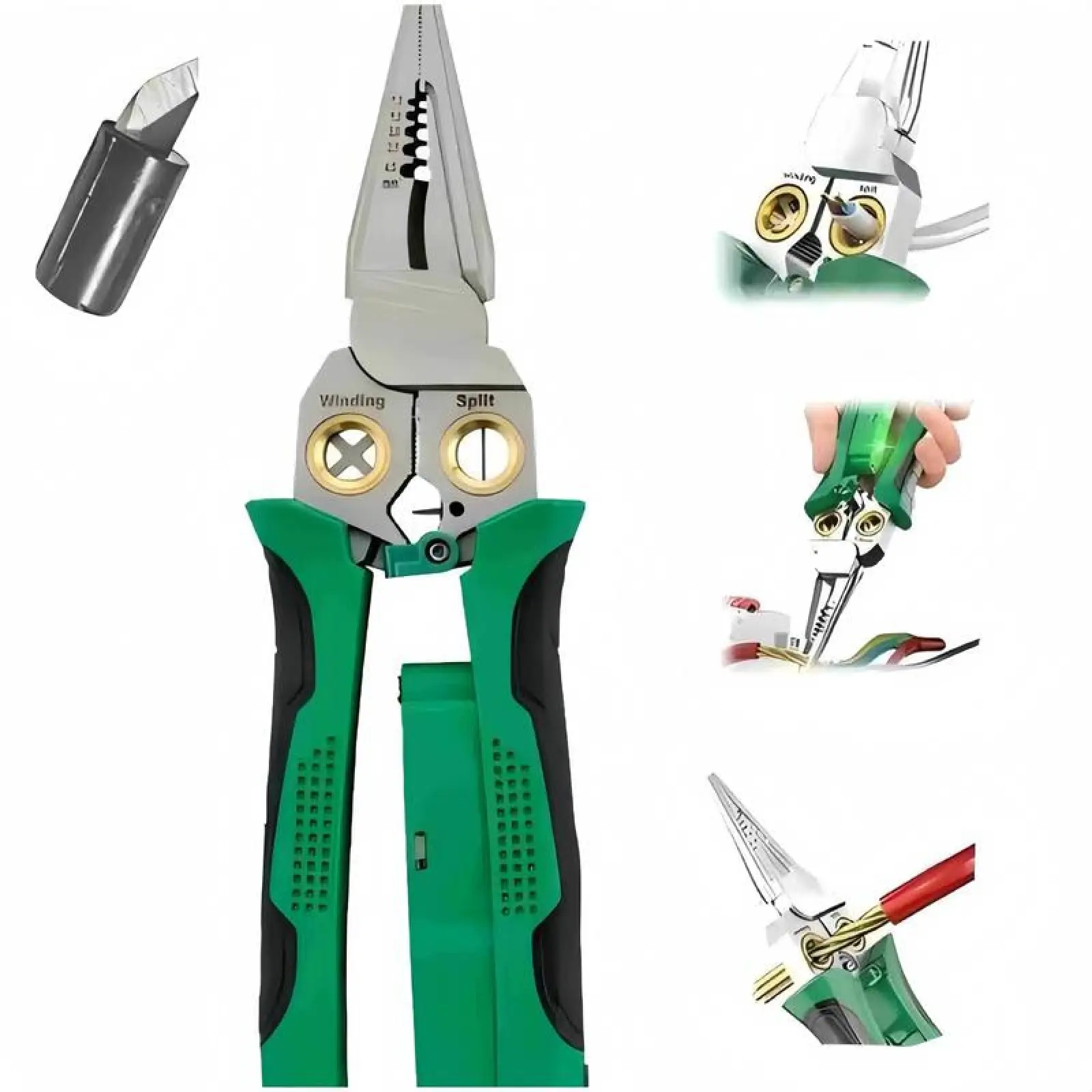 12V to 250V Live,Cable Scissors,8 in 1 Wire Stripper Twister for Cutting and Pulling Wires,Voltage Tester Pliers,Null,Hot Wire Judgment AC DC, Audible and Flashing LED Alarms.